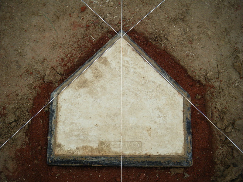 home plate aligned with string lines