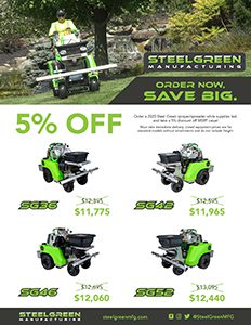 5% off steel green equipment
