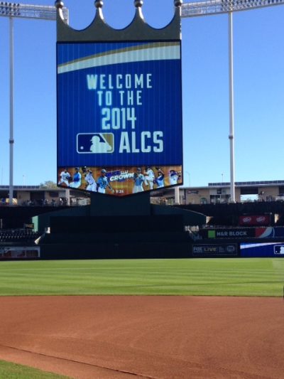 Welcome to the 2014 ALCS sign at baseball field
