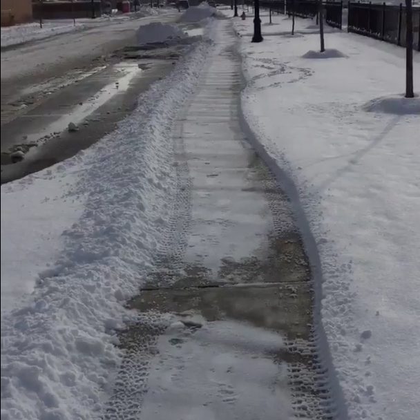 snow path on the sidewalk