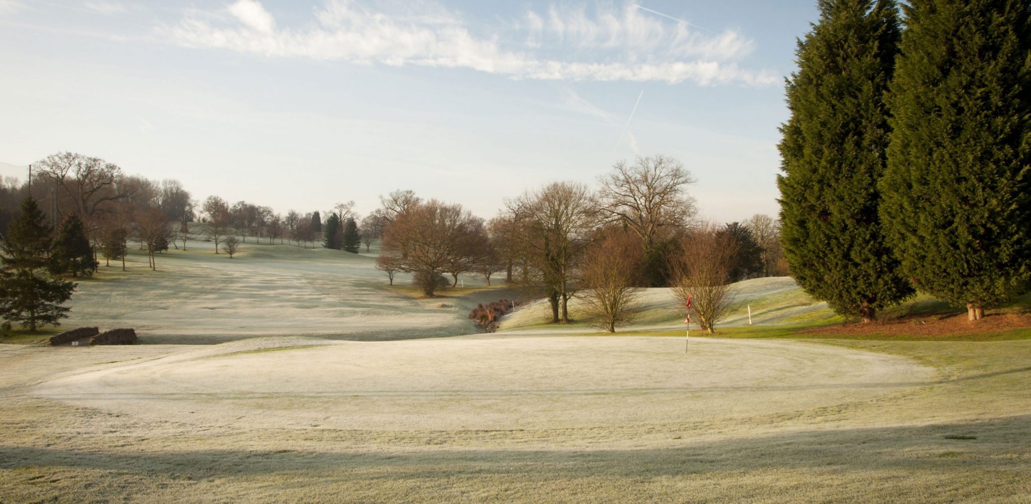 landscape view of a golf course during the winter